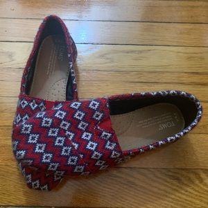Tribal Patterned Red, Navy Blue, & White Toms